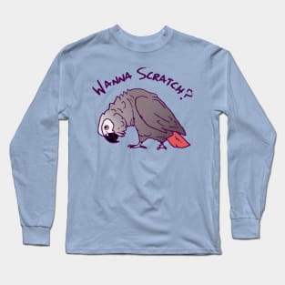 African Grey PArrot Wanna Scratch Long Sleeve T-Shirt